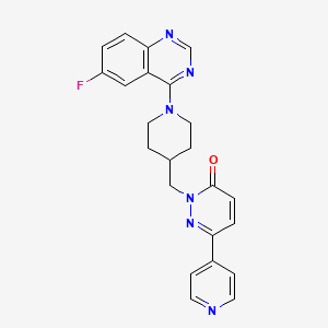 molecular formula C23H21FN6O B2398114 2-{[1-(6-Fluoroquinazolin-4-yl)piperidin-4-yl]methyl}-6-(pyridin-4-yl)-2,3-dihydropyridazin-3-one CAS No. 2097912-33-7