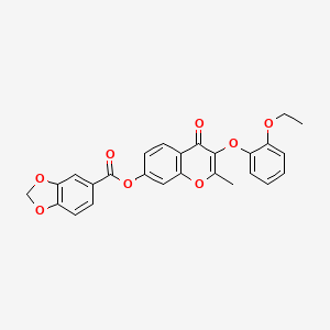 molecular formula C26H20O8 B2398119 3-(2-ethoxyphenoxy)-2-methyl-4-oxo-4H-chromen-7-yl 1,3-benzodioxole-5-carboxylate CAS No. 858766-99-1