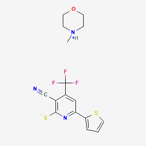molecular formula C16H16F3N3OS2 B2398121 3-Cyano-6-thiophen-2-yl-4-(trifluoromethyl)pyridine-2-thiolate;4-methylmorpholin-4-ium CAS No. 1078140-57-4