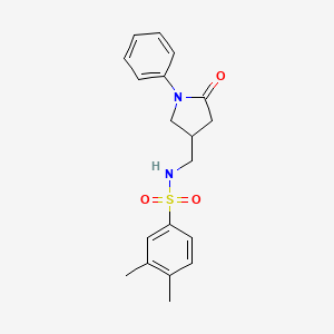 molecular formula C19H22N2O3S B2398122 3,4-二甲基-N-((5-氧代-1-苯基吡咯烷-3-基)甲基)苯磺酰胺 CAS No. 955254-23-6