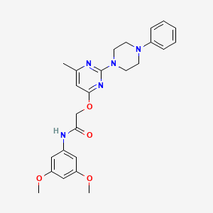 molecular formula C25H29N5O4 B2398127 N-(3,5-二甲氧基苯基)-2-{[6-甲基-2-(4-苯基哌嗪-1-基)嘧啶-4-基]氧基}乙酰胺 CAS No. 1029763-88-9