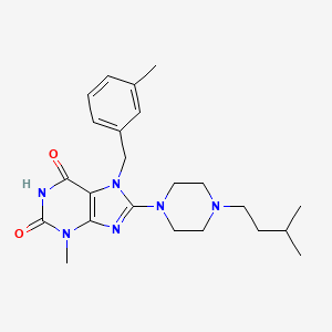 molecular formula C23H32N6O2 B2398128 8-(4-isopentylpiperazin-1-yl)-3-methyl-7-(3-methylbenzyl)-1H-purine-2,6(3H,7H)-dione CAS No. 898437-65-5