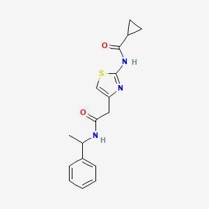 molecular formula C17H19N3O2S B2398135 N-(4-(2-oxo-2-((1-phenylethyl)amino)ethyl)thiazol-2-yl)cyclopropanecarboxamide CAS No. 923675-79-0