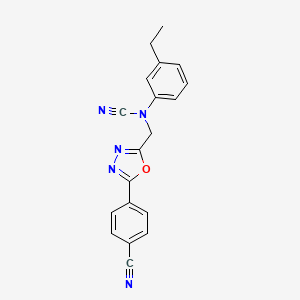 molecular formula C19H15N5O B2398151 4-(5-{[Cyano(3-ethylphenyl)amino]methyl}-1,3,4-oxadiazol-2-yl)benzonitrile CAS No. 1424580-65-3