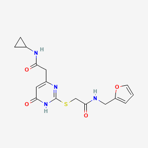 N-cyclopropyl-2-(2-((2-((furan-2-ylmethyl)amino)-2-oxoethyl)thio)-6-oxo-1,6-dihydropyrimidin-4-yl)acetamide