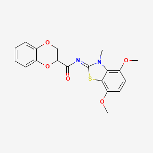 (Z)-N-(4,7-dimethoxy-3-methylbenzo[d]thiazol-2(3H)-ylidene)-2,3-dihydrobenzo[b][1,4]dioxine-2-carboxamide