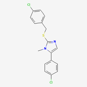 molecular formula C17H14Cl2N2S B2398169 5-(4-Chlorophenyl)-2-[(4-chlorophenyl)methylsulfanyl]-1-methylimidazole CAS No. 685542-84-1