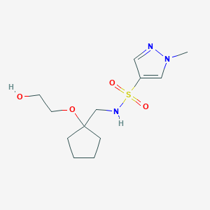 molecular formula C12H21N3O4S B2398177 N-((1-(2-hydroxyethoxy)cyclopentyl)methyl)-1-methyl-1H-pyrazole-4-sulfonamide CAS No. 2195880-35-2