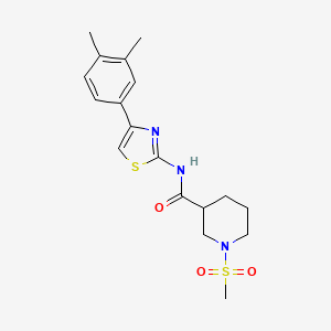 molecular formula C18H23N3O3S2 B2398180 N-(4-(3,4-dimethylphenyl)thiazol-2-yl)-1-(methylsulfonyl)piperidine-3-carboxamide CAS No. 1058188-87-6