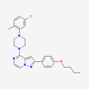 molecular formula C27H30ClN5O B2398204 2-(4-Butoxyphenyl)-4-(4-(5-chloro-2-methylphenyl)piperazin-1-yl)pyrazolo[1,5-a]pyrazine CAS No. 1115391-71-3