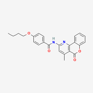 molecular formula C24H22N2O4 B2398210 4-butoxy-N-(4-methyl-5-oxo-5H-chromeno[4,3-b]pyridin-2-yl)benzamide CAS No. 851411-67-1