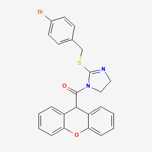 molecular formula C24H19BrN2O2S B2398221 [2-[(4-bromophenyl)methylsulfanyl]-4,5-dihydroimidazol-1-yl]-(9H-xanthen-9-yl)methanone CAS No. 919710-62-6