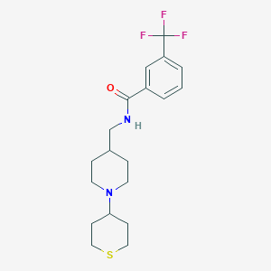molecular formula C19H25F3N2OS B2398227 N-((1-(tetrahydro-2H-thiopyran-4-yl)piperidin-4-yl)methyl)-3-(trifluoromethyl)benzamide CAS No. 2034308-51-3