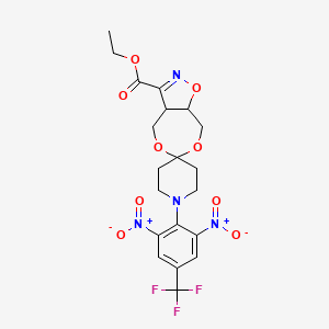 molecular formula C20H21F3N4O9 B2398240 [3-Ethoxycarbonyl-4,5-bis(hydroxymethyl)-4,5-dihydroisoxazole][1-(2,6-dinitro-4-trifluoromethylphenyl)-4-piperidone]ketal CAS No. 303152-87-6