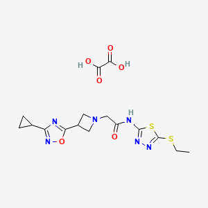 molecular formula C16H20N6O6S2 B2398243 2-(3-(3-cyclopropyl-1,2,4-oxadiazol-5-yl)azetidin-1-yl)-N-(5-(ethylthio)-1,3,4-thiadiazol-2-yl)acetamide oxalate CAS No. 1351616-55-1