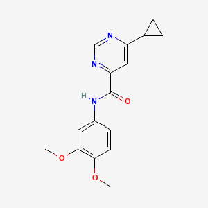 molecular formula C16H17N3O3 B2398244 6-Cyclopropyl-N-(3,4-dimethoxyphenyl)pyrimidine-4-carboxamide CAS No. 2415542-37-7