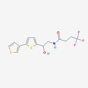 molecular formula C14H14F3NO2S2 B2398247 4,4,4-Trifluoro-N-[2-hydroxy-2-(5-thiophen-3-ylthiophen-2-yl)ethyl]butanamide CAS No. 2320214-33-1