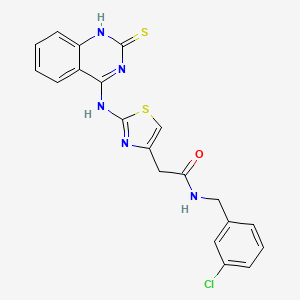 molecular formula C20H16ClN5OS2 B2398252 N-(3-chlorobenzyl)-2-(2-((2-thioxo-1,2-dihydroquinazolin-4-yl)amino)thiazol-4-yl)acetamide CAS No. 689266-95-3