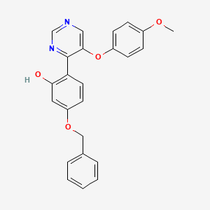 molecular formula C24H20N2O4 B2398272 5-(Benzyloxy)-2-(5-(4-methoxyphenoxy)pyrimidin-4-yl)phenol CAS No. 862489-77-8