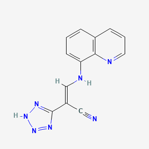 molecular formula C13H9N7 B2398293 (E)-3-(quinolin-8-ylamino)-2-(2H-tetrazol-5-yl)prop-2-enenitrile CAS No. 1024788-07-5
