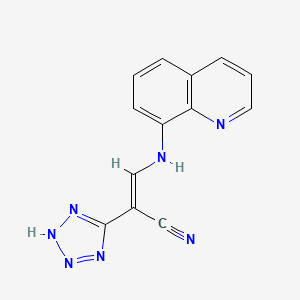 molecular formula C13H9N7 B2398293 (2E)-3-[(quinolin-8-yl)amino]-2-(1H-1,2,3,4-tetrazol-5-yl)prop-2-enenitrile CAS No. 1024788-07-5