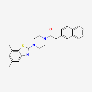 molecular formula C25H25N3OS B2398297 1-(4-(5,7-二甲基苯并[d]噻唑-2-基)哌嗪-1-基)-2-(萘-2-基)乙酮 CAS No. 955816-77-0