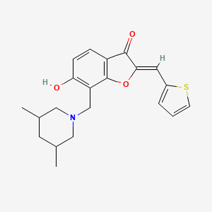 (Z)-7-((3,5-dimethylpiperidin-1-yl)methyl)-6-hydroxy-2-(thiophen-2-ylmethylene)benzofuran-3(2H)-one