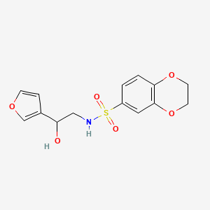 molecular formula C14H15NO6S B2398308 N-(2-(呋喃-3-基)-2-羟乙基)-2,3-二氢苯并[b][1,4]二氧杂环-6-磺酰胺 CAS No. 1396854-32-2