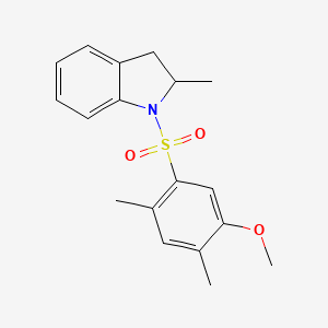 molecular formula C18H21NO3S B2398309 1-[(5-Methoxy-2,4-dimethylphenyl)sulfonyl]-2-methylindoline CAS No. 873579-80-7