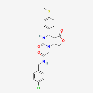 molecular formula C22H20ClN3O4S B2398310 N-(4-氯苄基)-2-{4-[4-(甲硫烷基)苯基]-2,5-二氧代-3,4,5,7-四氢呋喃[3,4-d]嘧啶-1(2H)-基}乙酰胺 CAS No. 1326831-48-4