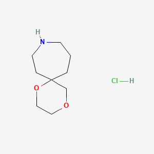 molecular formula C9H18ClNO2 B2398316 1,4-Dioxa-10-azaspiro[5.6]dodecane;hydrochloride CAS No. 2137458-11-6