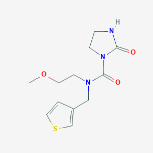 molecular formula C12H17N3O3S B2398322 N-(2-甲氧基乙基)-2-氧代-N-(噻吩-3-基甲基)咪唑烷-1-甲酰胺 CAS No. 2034553-92-7