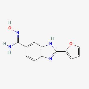 molecular formula C12H10N4O2 B2398326 2-(2-呋喃基)苯并咪唑-6-甲酰胺肟 CAS No. 1965308-71-7