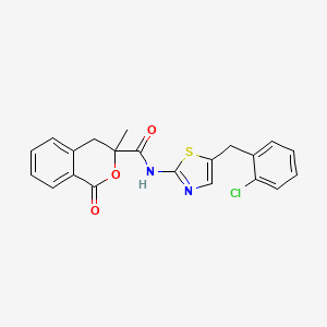 molecular formula C21H17ClN2O3S B2398333 N-[5-[(2-chlorophenyl)methyl]-1,3-thiazol-2-yl]-3-methyl-1-oxo-4H-isochromene-3-carboxamide CAS No. 844860-88-4