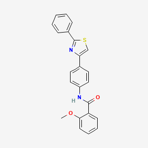 molecular formula C23H18N2O2S B2398340 2-methoxy-N-[4-(2-phenyl-1,3-thiazol-4-yl)phenyl]benzamide CAS No. 352329-78-3