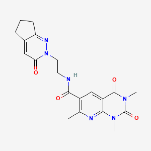 molecular formula C20H22N6O4 B2398342 1,3,7-trimethyl-2,4-dioxo-N-(2-(3-oxo-3,5,6,7-tetrahydro-2H-cyclopenta[c]pyridazin-2-yl)ethyl)-1,2,3,4-tetrahydropyrido[2,3-d]pyrimidine-6-carboxamide CAS No. 2034565-48-3