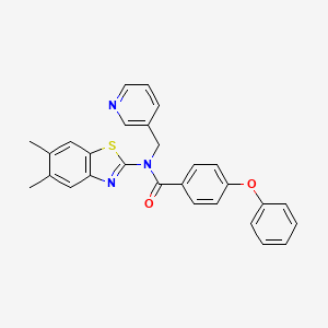 molecular formula C28H23N3O2S B2398343 N-(5,6-dimethylbenzo[d]thiazol-2-yl)-4-phenoxy-N-(pyridin-3-ylmethyl)benzamide CAS No. 922839-74-5