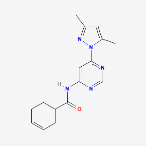 N-(6-(3,5-dimethyl-1H-pyrazol-1-yl)pyrimidin-4-yl)cyclohex-3-enecarboxamide