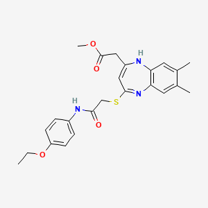 molecular formula C24H27N3O4S B2398346 methyl [4-({2-[(4-ethoxyphenyl)amino]-2-oxoethyl}thio)-7,8-dimethyl-1H-1,5-benzodiazepin-2-yl]acetate CAS No. 1251602-17-1