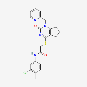 molecular formula C22H21ClN4O2S B2398357 N-(3-chloro-4-methylphenyl)-2-((2-oxo-1-(pyridin-2-ylmethyl)-2,5,6,7-tetrahydro-1H-cyclopenta[d]pyrimidin-4-yl)thio)acetamide CAS No. 946326-16-5