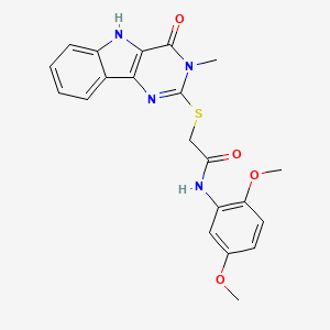 molecular formula C21H20N4O4S B2398376 N-(2,5-dimethoxyphenyl)-2-((3-methyl-4-oxo-4,5-dihydro-3H-pyrimido[5,4-b]indol-2-yl)thio)acetamide CAS No. 537668-18-1