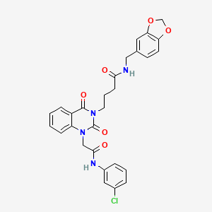 N-(1,3-benzodioxol-5-ylmethyl)-4-[1-{2-[(3-chlorophenyl)amino]-2-oxoethyl}-2,4-dioxo-1,4-dihydroquinazolin-3(2H)-yl]butanamide
