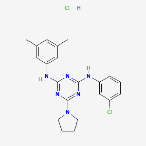 N2-(3-chlorophenyl)-N4-(3,5-dimethylphenyl)-6-(pyrrolidin-1-yl)-1,3,5-triazine-2,4-diamine hydrochloride