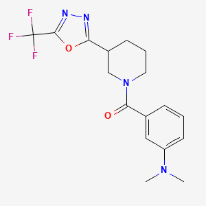molecular formula C17H19F3N4O2 B2398398 (3-(Dimethylamino)phenyl)(3-(5-(trifluoromethyl)-1,3,4-oxadiazol-2-yl)piperidin-1-yl)methanone CAS No. 1396685-39-4