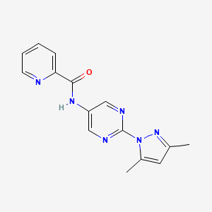 molecular formula C15H14N6O B2398400 N-(2-(3,5-dimethyl-1H-pyrazol-1-yl)pyrimidin-5-yl)picolinamide CAS No. 1396685-29-2