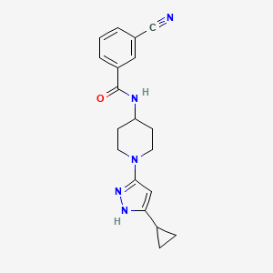 3-cyano-N-(1-(5-cyclopropyl-1H-pyrazol-3-yl)piperidin-4-yl)benzamide