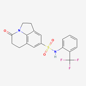 molecular formula C18H15F3N2O3S B2398410 4-oxo-N-(2-(trifluoromethyl)phenyl)-2,4,5,6-tetrahydro-1H-pyrrolo[3,2,1-ij]quinoline-8-sulfonamide CAS No. 898463-04-2