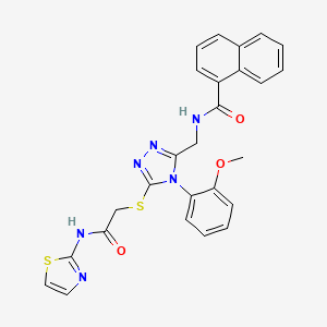 molecular formula C26H22N6O3S2 B2398421 N-((4-(2-甲氧基苯基)-5-((2-氧代-2-(噻唑-2-基氨基)乙基)硫)-4H-1,2,4-三唑-3-基)甲基)-1-萘甲酰胺 CAS No. 393874-28-7