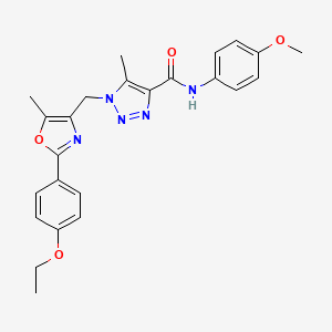 molecular formula C24H25N5O4 B2398422 1-((2-(4-ethoxyphenyl)-5-methyloxazol-4-yl)methyl)-N-(4-methoxyphenyl)-5-methyl-1H-1,2,3-triazole-4-carboxamide CAS No. 941977-46-4
