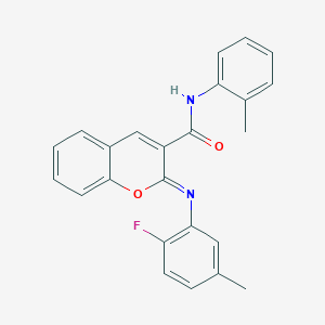 molecular formula C24H19FN2O2 B2398429 (2Z)-2-[(2-fluoro-5-methylphenyl)imino]-N-(2-methylphenyl)-2H-chromene-3-carboxamide CAS No. 1327182-50-2